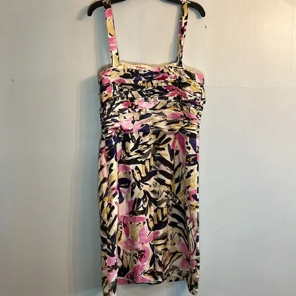 Banana Republic Silk Floral Knotted Strapless Convertible Dress Size 8 - Picture 5 of 11